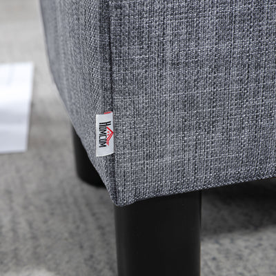 HOMCOM Linen Fabric Footstool Ottoman Cube with 4 Plastic Legs, Grey 