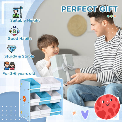 ZONEKIZ Kids Storage Rack, with Nine Removable Baskets, for Nursery, Bedroom, Playroom - Blue 