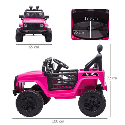 HOMCOM Kids Electric Ride On Car 12V Off Road Toy with Parental Remote Control 2 Motors Horn Lights Suspension Wheels for 3-6 Years Old Pink 
