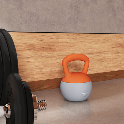 SPORTNOW 12KG Soft Kettlebell, Kettlebell with Non-Slip Handle for Home Gym, Weight Lifting, Strength Training, Orange/Grey 