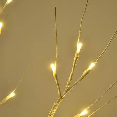 HOMCOM 4ft Artificial White Birch Tree Light with Warm White Pre-Lit LED Light for Indoor and Covered Outdoor Use 