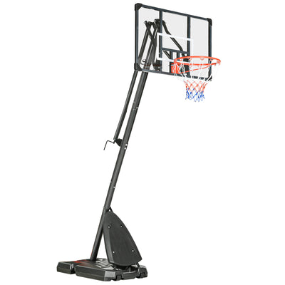 SPORTNOW 2.4-2.9m Adjustable Basketball Hoop and Stand with Weighted Base, Portable on Wheels, Black 