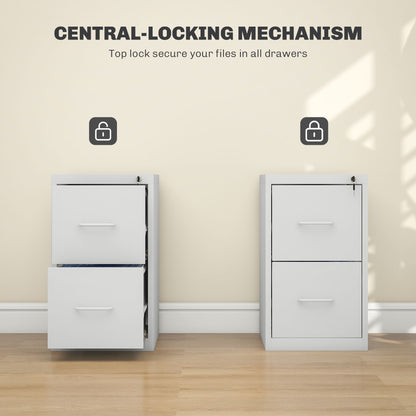 HOMCOM Two-Drawer Modern Steel Filing Cabinet - Cream 