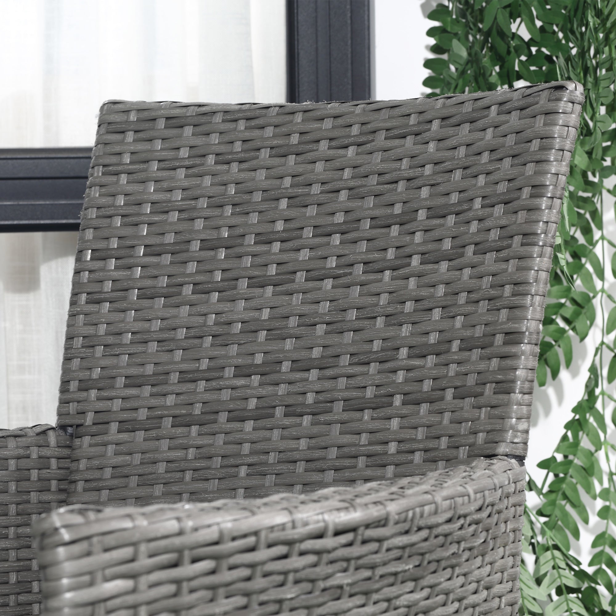 Outsunny 3 Pieces Rattan Bistro Set, Wicker Garden Furniture Set with 2-Tier Coffee Table and Chairs, Washable Cushions, for Outdoor Patio Balcony, Grey 
