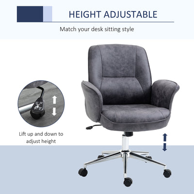 Vinsetto Swivel Computer Office Chair Mid Back Desk Chair for Home Study Bedroom,  Charcoal Grey 