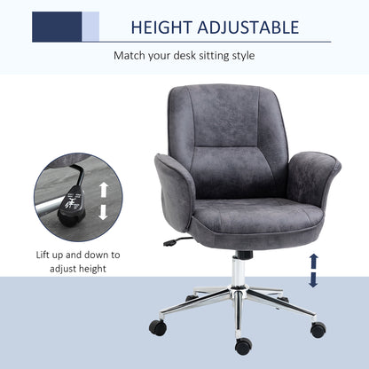 Vinsetto Swivel Computer Office Chair Mid Back Desk Chair for Home Study Bedroom,  Charcoal Grey 
