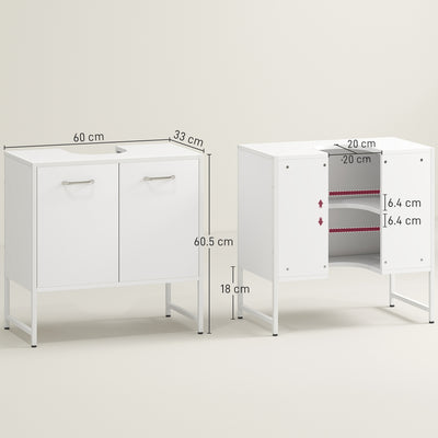 HOMCOM Bathroom Vanity Unit, Under Sink Storage Cabinet with Soft-Close Doors for Basin without or with Pedestal, White 