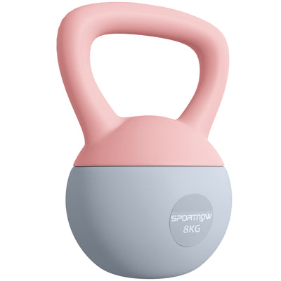 SPORTNOW 8KG Soft Kettlebell, Kettlebell with Non-Slip Handle for Home Gym, Weight Lifting, Strength Training, Pink/Grey 