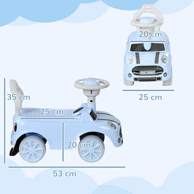 AIYAPLAY Foot To Floor Ride On Car Sliding Car w/ Air Horn, Anti-Over-Backwards, 18 to 36 Months - Light Blue 