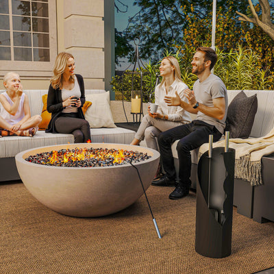 Outsunny 4 Pieces Fireplace Tools Set, Metal Fireplace Accessories Fireside Companion Set with Broom, Shovel, Poker and Bucket, Black 