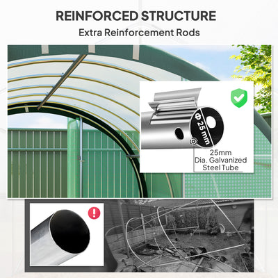 Outsunny 3 x 2(m) Polytunnel Greenhouse, with Windows and Doors - Green 
