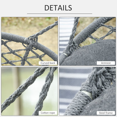 Outsunny Two-Seater Boho Macrame Hammock Swing - Grey 