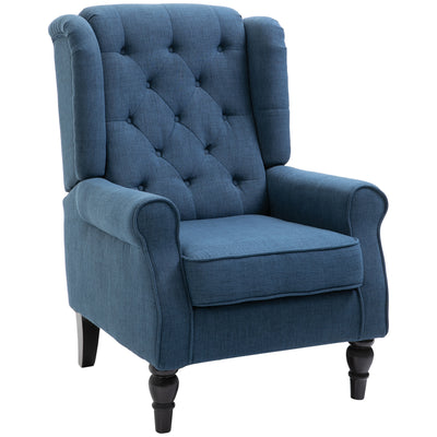 HOMCOM Wingback Accent Chair, Retro Upholstered Button Tufted Occasional Chair for Living Room and Bedroom, Blue 