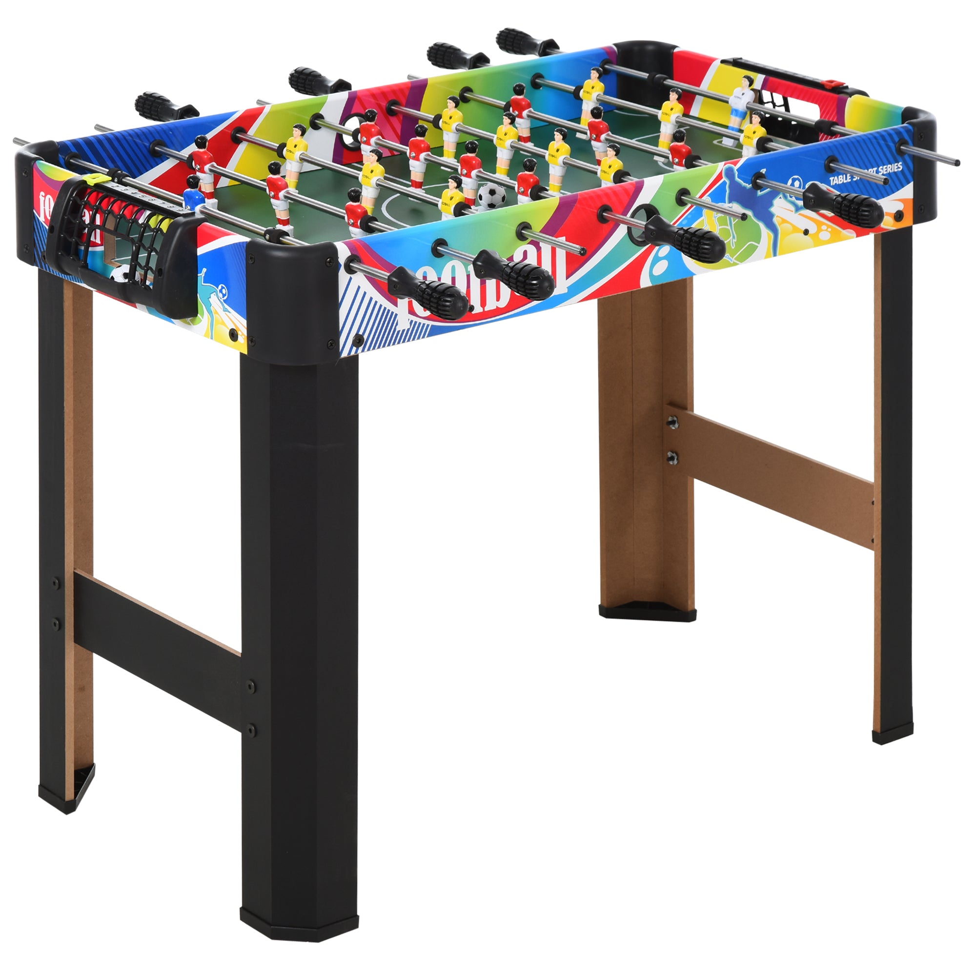 HOMCOM 2.8FT Football Foosball Gaming Table Soccer For Kids Indoor Play Fun Sports Game 