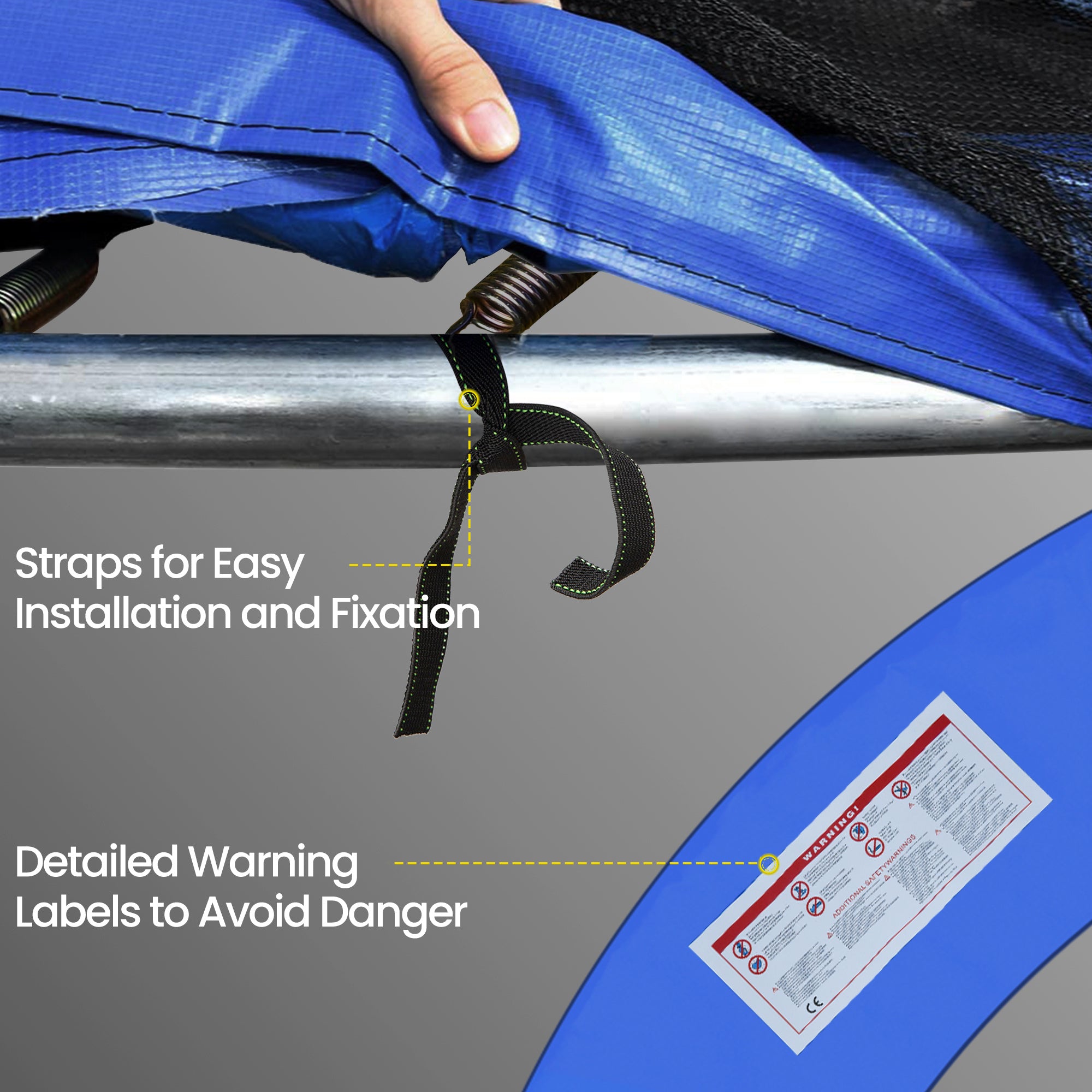 HOMCOM 8FT Trampoline Spring Cover, Plastic Trampoline Pad Replacement Safety Guard, Yellow and Blue 