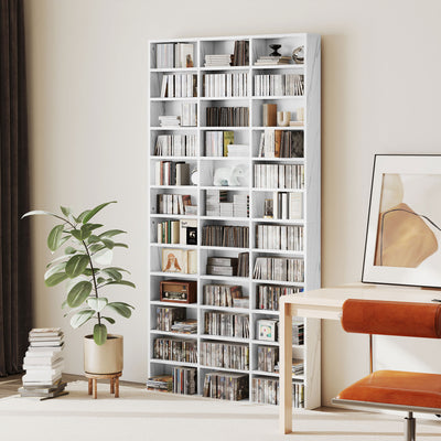 HOMCOM CD Storage Unit with Adjustable Shelves, 102 x 195 cm, Marble Effect 