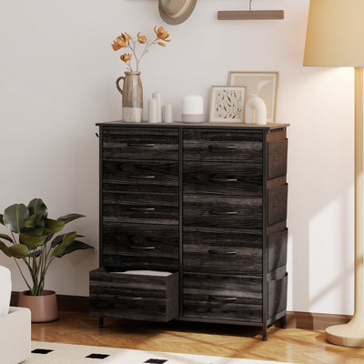 HOMCOM Chest of Ten Fabric Drawers - Black 