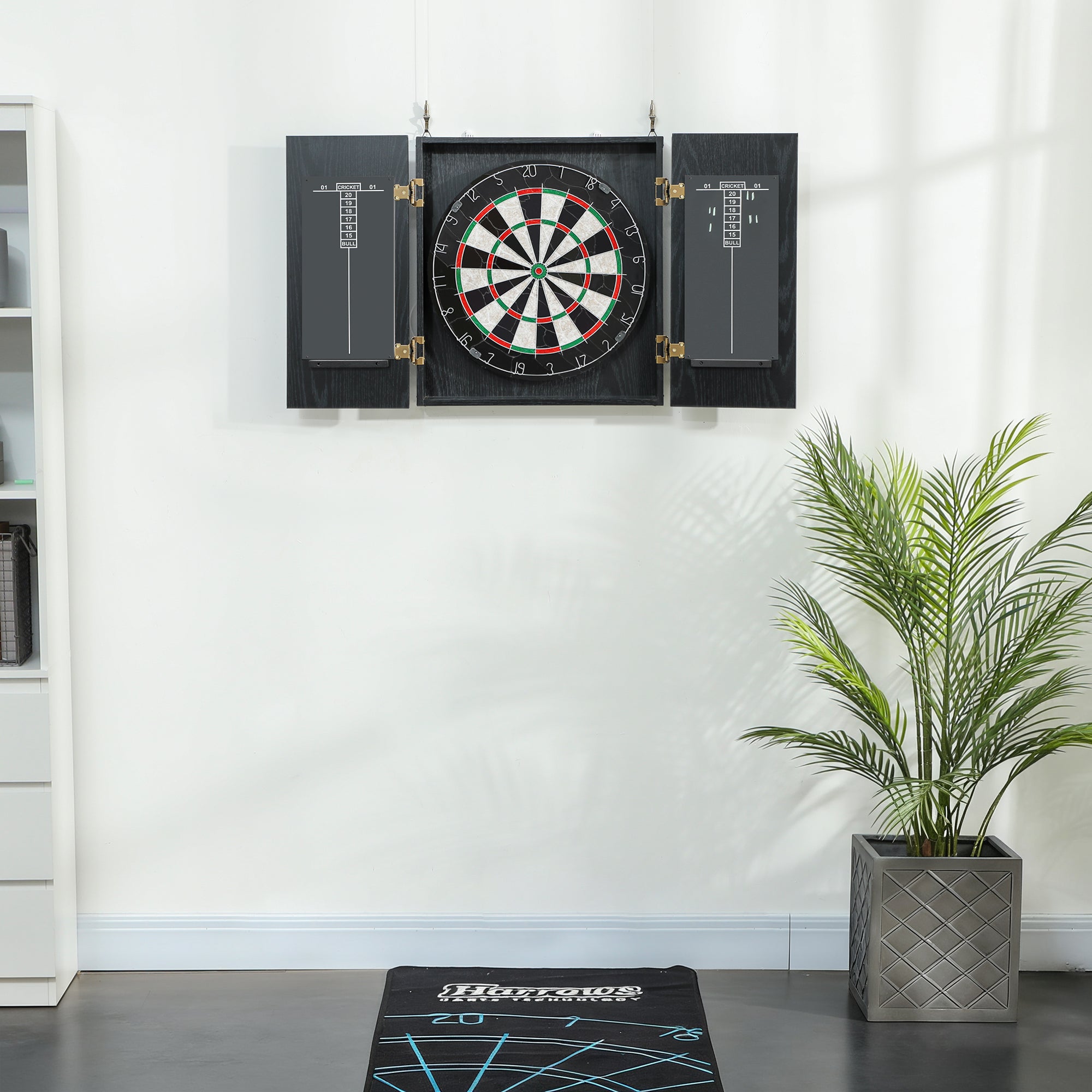 SPORTNOW Bristle Dartboard with Cabinet, 6 Steel Tip Darts, Cabinet 