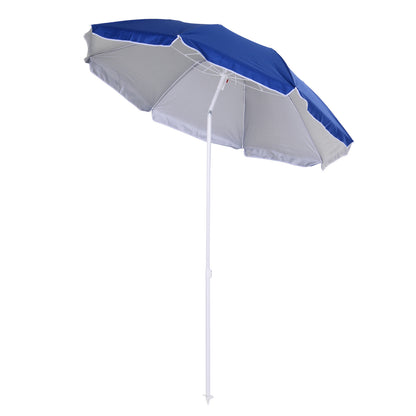 Outsunny 1.7m Beach Umbrella, Portable Parasol with Tilting Function, Carry Bag, Outdoor Sunshade Shelter with 8 Ribs, Blue 