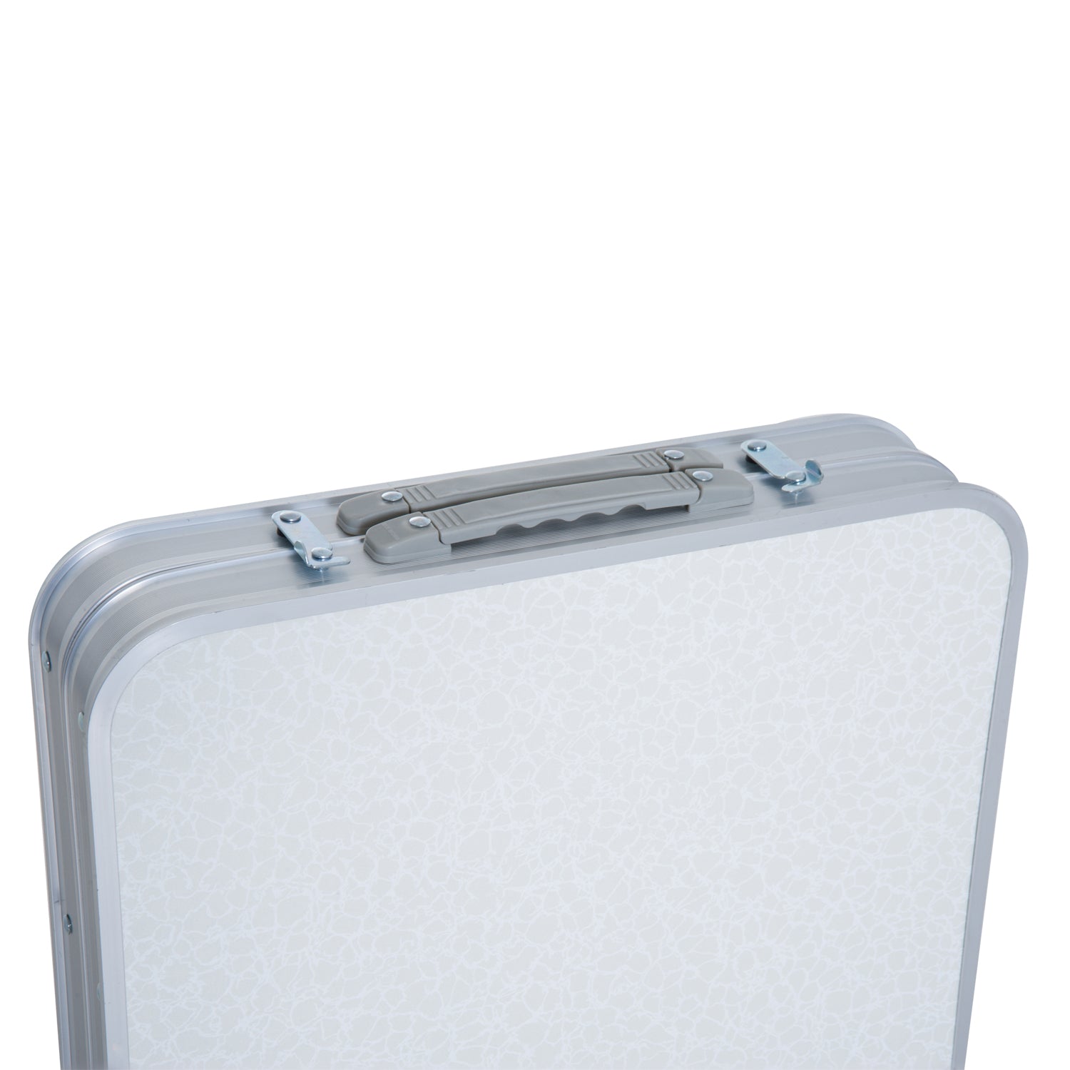 Outsunny 4ft Folding Picnic Table Portable Adjustable Camping Table Aluminum Outdoor Dining w/ Storage Underneath 