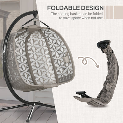 Outsunny Outdoor Double Hanging Chair with Cushion and Cup Holders, Sand Brown 