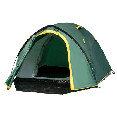 Outsunny Dome Tent for 2 Person Camping Tent with Large Windows, Waterproof Green and Yellow 