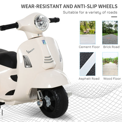 HOMCOM Vespa Licensed 6V Kids Electric Motorbike Ride On Motorcycle  Battery Powered for 18-36 Months with Horn Headlight White 