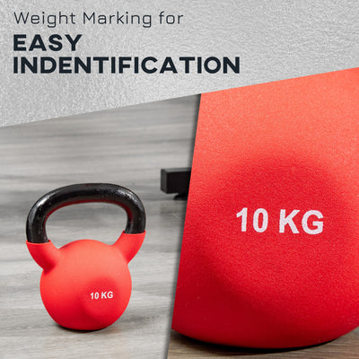 HOMCOM Soft Kettlebell, 10kg Kettle Bell with Non-Slip Handle for Home Gym Weight Lifting and Strength Training, Red 