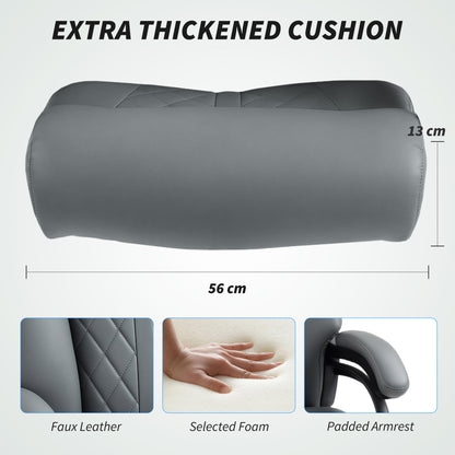 HOMCOM Super Padded Faux Leather Office Chair - Charcoal Grey