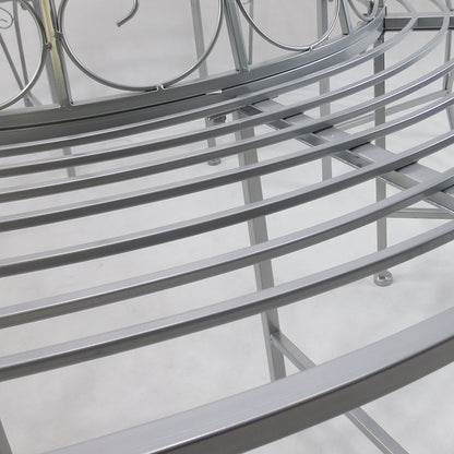 Outsunny Outdoor Garden Metal Round Tree Bench Seat Diameter 160cm Height 90cm Silver 