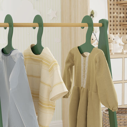 AIYAPLAY Kids Clothes Rail with 3Hangers, Bottom Storage Shelf for Girls, Boys, Nursery, Bedroom, Green 