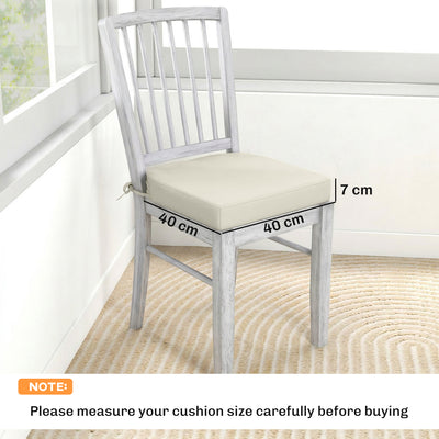 Outsunny Outdoor Chair Seat Cushions Set of 2, Garden Chair Cushions with 7cm Thick Foam & Ties, Cream White 