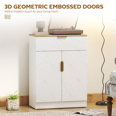 HOMCOM Sideboard Storage Cabinet, Modern Storage Cupboard with Drawer and Adjustable Shelf for Living Room, Kitchen, Dining Room, Entryway, White 