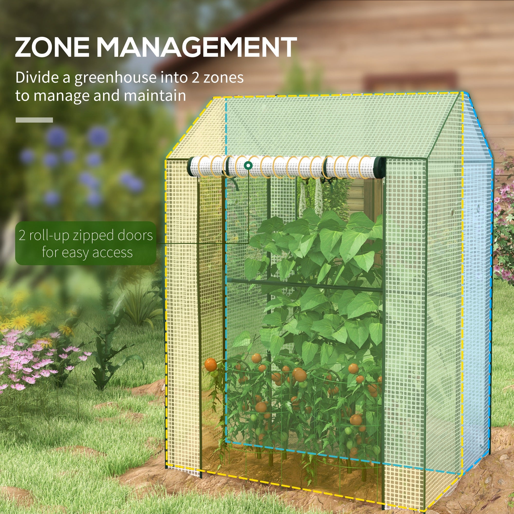Outsunny Green House, Mini Greenhouse with 2 Roll-up Doors, Vent Holes and Reinforced Cover, 100 x 80 x 150cm 
