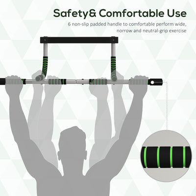 HOMCOM Pull-Up Bar for Doorway, Home Fitness Door Horizontal Push up Bar for Indoor Gym Upper Body Workout, Green 