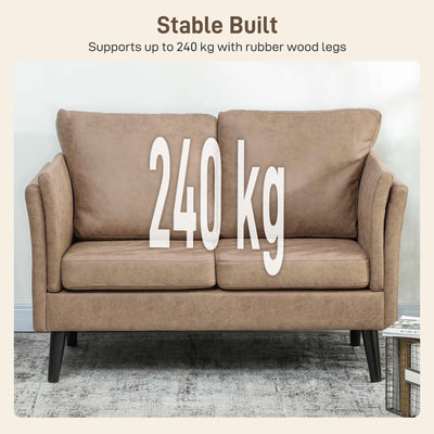 HOMCOM Two-Seater Leathaire Sofa - Light Brown 