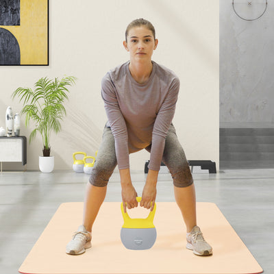 SPORTNOW 12KG Soft Kettlebell, Kettlebell with Non-Slip Handle for Home Gym, Weight Lifting, Strength Training, Yellow/Grey 