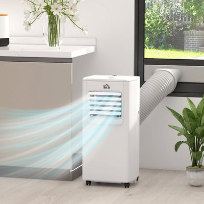 HOMCOM 5000 BTU Portable Air Conditioner, 4-in-1 Air Conditioning Unit, Dehumidifier, Cooling Fan with Remote Control, 2 Speeds, 24H Timer, Window Venting Kit, 12m², R290, A Energy Efficiency 