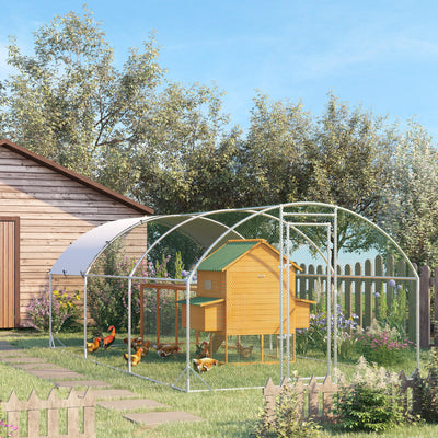 PawHut Galvanised Chicken Coop Hen House w/ Cover 5.7 x 2.8 x 2m 