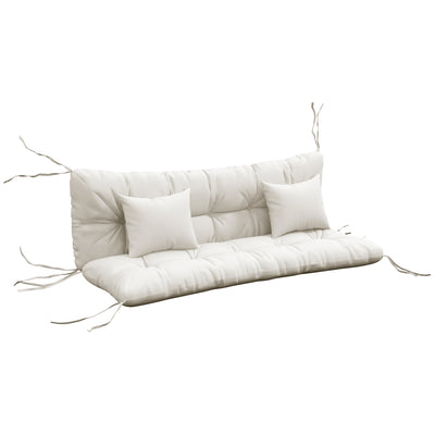 Outsunny Back and Seat Cushion Replacement with 2 Pillows, Patio Chair Cushions Set with Ties, White 