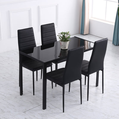 HOMCOM Modern Rectangular Dining Table for 4 People Glass Kitchen Table with Tempered Glass Top and Metal Legs for Dining Room, Living Room (Chairs Not Included) 