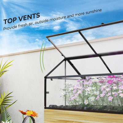 Outsunny 60 x 120cm Raised Garden Bed with Wooden Base - Natural 