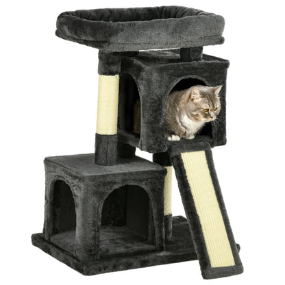 PawHut Cat Tree for Indoor Cats 83cm Cat Scratching Post Scratch Board Kitten Tower Climbing Frame Black 