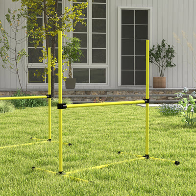 PawHut 4 Pieces Dog Agility Training Equipment, Adjustable Height Jumps Hurdle with Carrying Bag for Outdoor, Yellow 