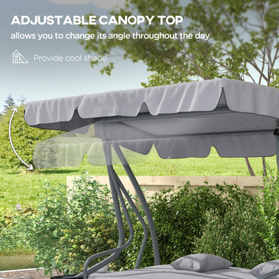Outsunny Three-Person garden Swing Chair, with Adjustable Canopy - Light Grey 