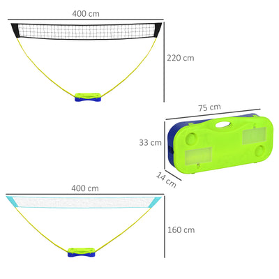 SPORTNOW Portable Badminton Net Set w/ Volleyball Net, Rackets, Shuttlecocks 