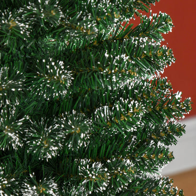 HOMCOM 5.5FT Artificial Snow Dipped Christmas Tree Xmas Pencil Tree Holiday Home Indoor Decoration with Foldable Black Stand, Green 