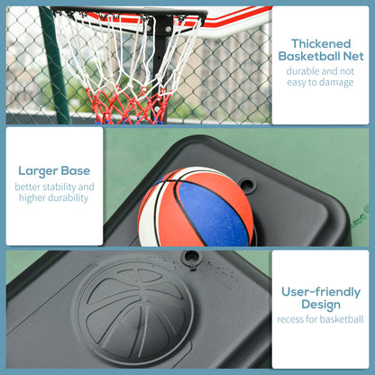 HOMCOM Portable Basketball Hoop Stand Freestanding Sports System Adjustable Height 1.55-2.1M on Wheels for Teenagers Adults, White 