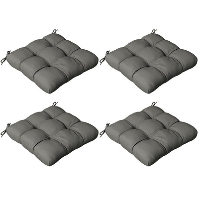 Outsunny 4-Piece Seat Cushion Pillows Replacement, Patio Chair Cushions Set with Ties for Indoor Outdoor, Charcoal Grey 