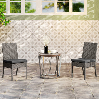 Outsunny Set of Two Armless Rattan Garden Chairs - Dark Grey 